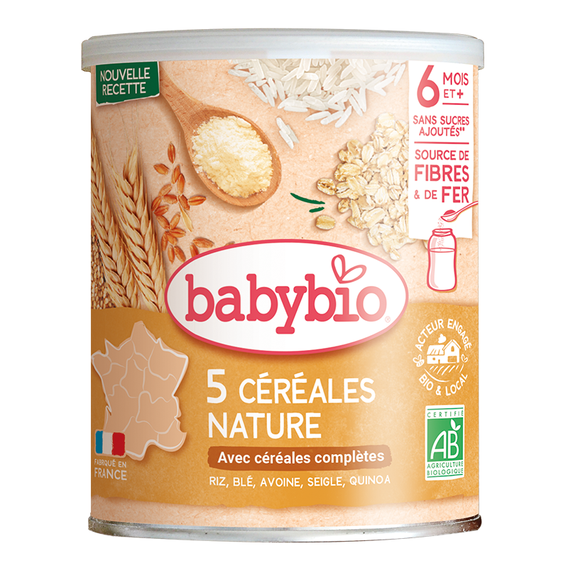 Babybio 3 céréales nature blé avoine riz - Bio - Diversification
