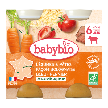 Babybio Petits Pots bébé Carotte Tomate Pâtes Bio - Dès 8 mois